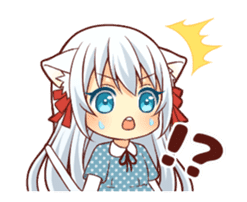 Fluffy white cat girl animated sticker #15129013