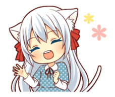 Fluffy white cat girl animated sticker #15129015