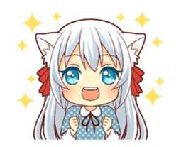 Fluffy white cat girl animated sticker #15129017