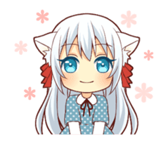 Fluffy white cat girl animated sticker #15129019