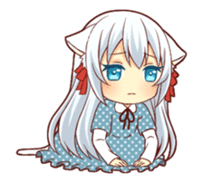 Fluffy white cat girl animated sticker #15129022