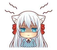 Fluffy white cat girl animated sticker #15129023