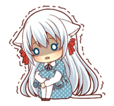 Fluffy white cat girl animated sticker #15129024