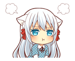 Fluffy white cat girl animated sticker #15129025