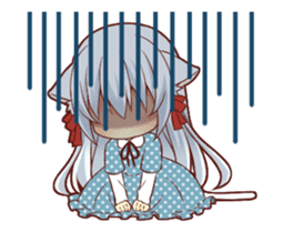 Fluffy white cat girl animated sticker #15129026