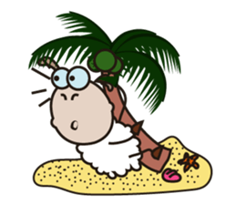 Fluffy-white Sheep Going to The Sea sticker #15130756