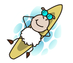 Fluffy-white Sheep Going to The Sea sticker #15130757