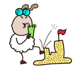 Fluffy-white Sheep Going to The Sea sticker #15130758