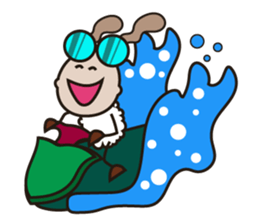 Fluffy-white Sheep Going to The Sea sticker #15130767