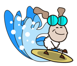 Fluffy-white Sheep Going to The Sea sticker #15130769