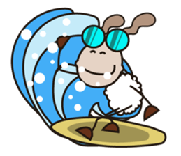 Fluffy-white Sheep Going to The Sea sticker #15130773