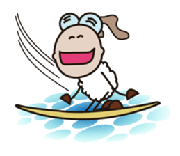 Fluffy-white Sheep Going to The Sea sticker #15130775