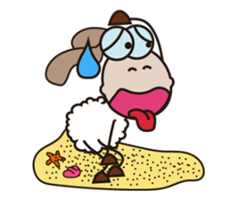Fluffy-white Sheep Going to The Sea sticker #15130781
