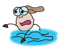 Fluffy-white Sheep Going to The Sea sticker #15130783