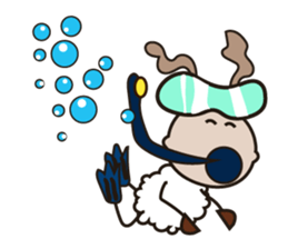 Fluffy-white Sheep Going to The Sea sticker #15130785