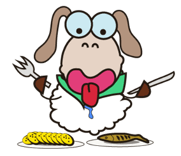 Fluffy-white Sheep Going to The Sea sticker #15130789