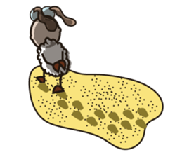 Fluffy-white Sheep Going to The Sea sticker #15130790