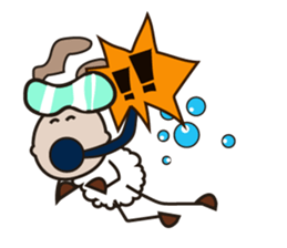 Fluffy-white Sheep Going to The Sea sticker #15130791