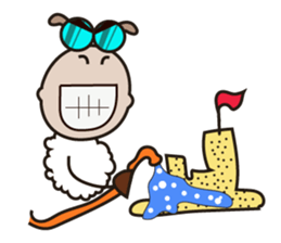 Fluffy-white Sheep Going to The Sea sticker #15130794