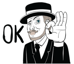 mr. mustache in black suit sticker #15138773