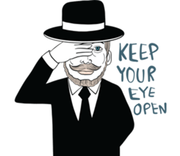 mr. mustache in black suit sticker #15138777