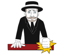 mr. mustache in black suit sticker #15138798