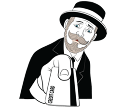 mr. mustache in black suit sticker #15138803