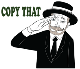 mr. mustache in black suit sticker #15138808