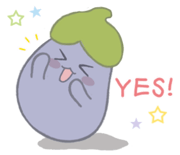 Three little eggplants in English sticker #15157943