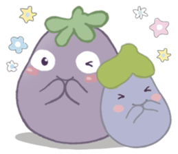 Three little eggplants in English sticker #15157949