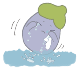 Three little eggplants in English sticker #15157961