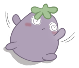 Three little eggplants in English sticker #15157964