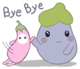 Three little eggplants in English sticker #15157970