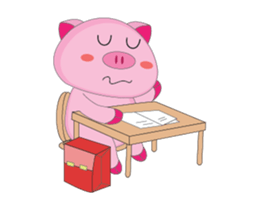 Busy Study Time of A Plump Pink Animated sticker #15500875