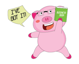 Busy Study Time of A Plump Pink Animated sticker #15500877