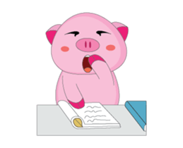 Busy Study Time of A Plump Pink Animated sticker #15500878