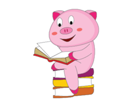 Busy Study Time of A Plump Pink Animated sticker #15500879