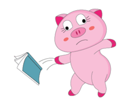 Busy Study Time of A Plump Pink Animated sticker #15500880