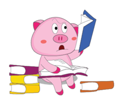 Busy Study Time of A Plump Pink Animated sticker #15500881