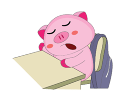 Busy Study Time of A Plump Pink Animated sticker #15500882