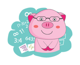 Busy Study Time of A Plump Pink Animated sticker #15500885