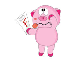 Busy Study Time of A Plump Pink Animated sticker #15500889