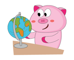 Busy Study Time of A Plump Pink Animated sticker #15500891