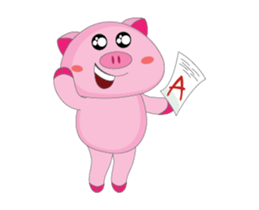 Busy Study Time of A Plump Pink Animated sticker #15500892