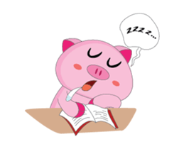 Busy Study Time of A Plump Pink Animated sticker #15500893