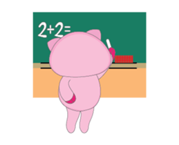 Busy Study Time of A Plump Pink Animated sticker #15500894