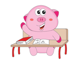 Busy Study Time of A Plump Pink Animated sticker #15500895