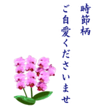 Polite greetings in Japanese with flower sticker #15508414