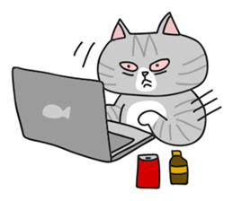 Gray bean cat sticker #15515627