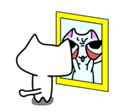 nekonekone monologue White cat Plan sticker #15519202